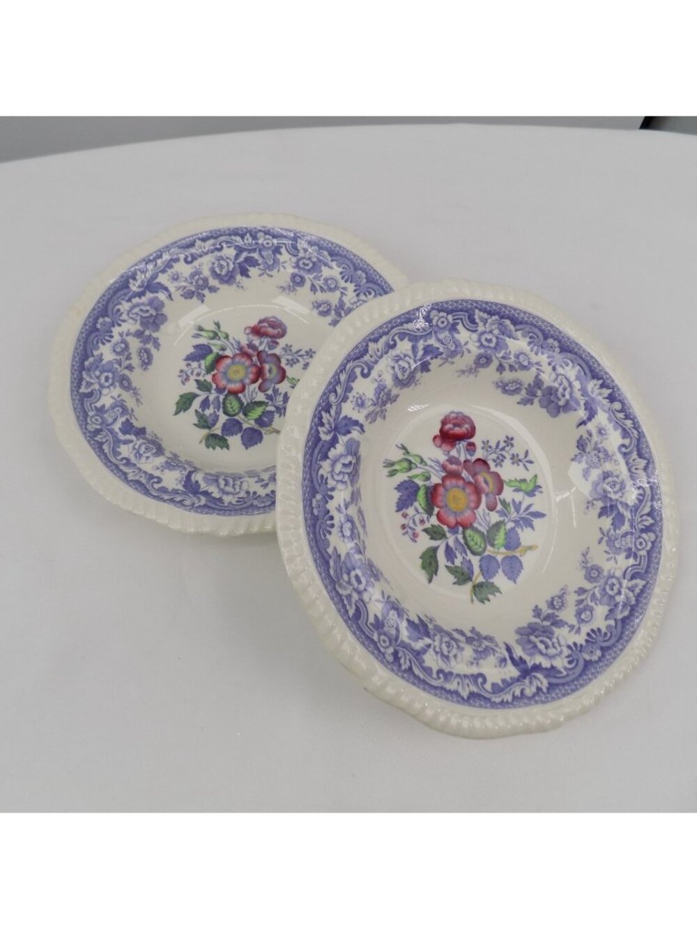 Lot of 2 Spode Mayflower Rimmed Soup Bowl 7 3/4" Fine China Gadroon Edge Vintage